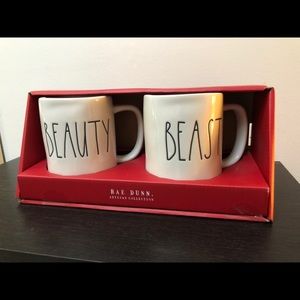 RAE DUNN BEAUTY AND BEAST COFFEE MUGS